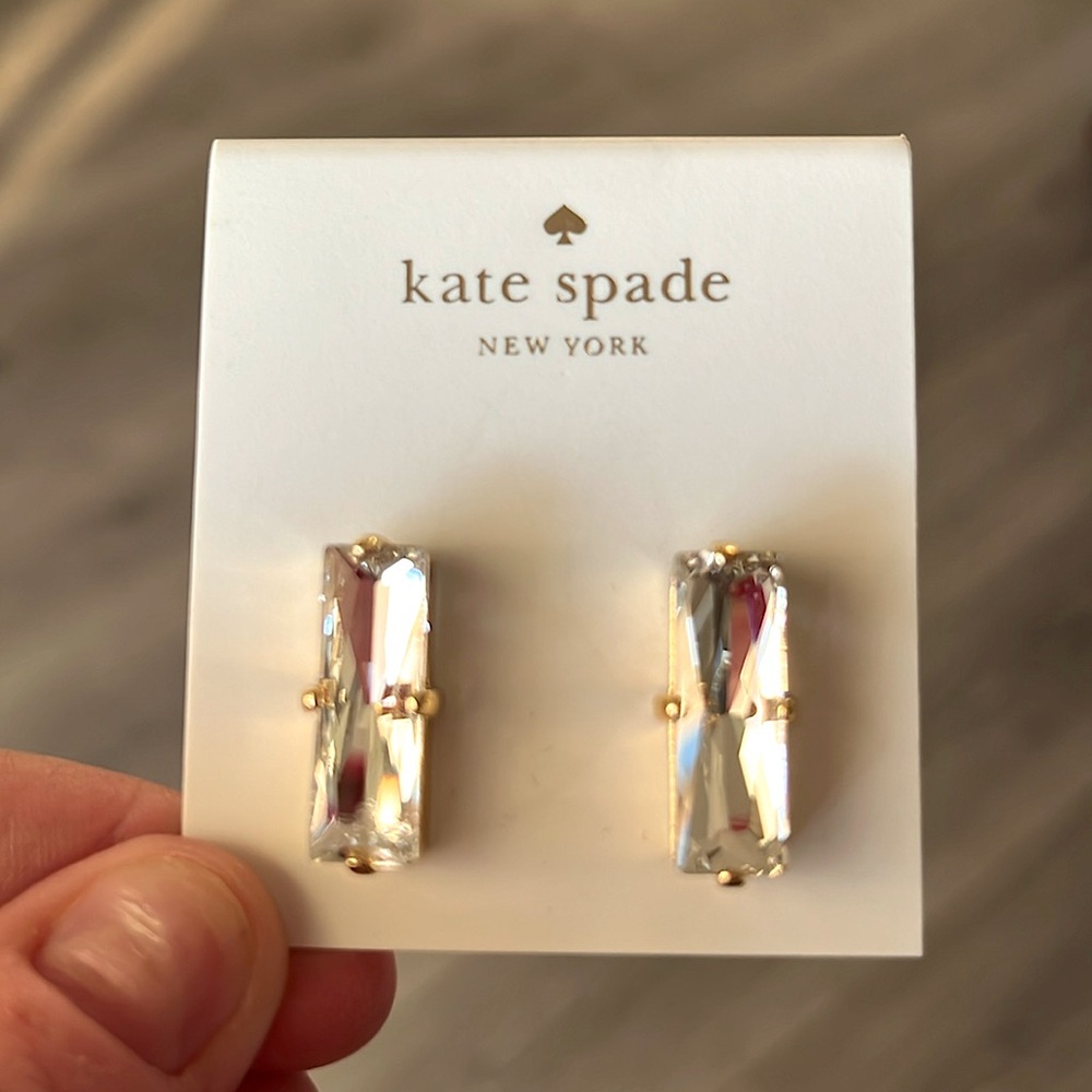 NWT Kate Spade Shine on Gem Crystal Earrings for Pierced Ears - Picture 2 of 5